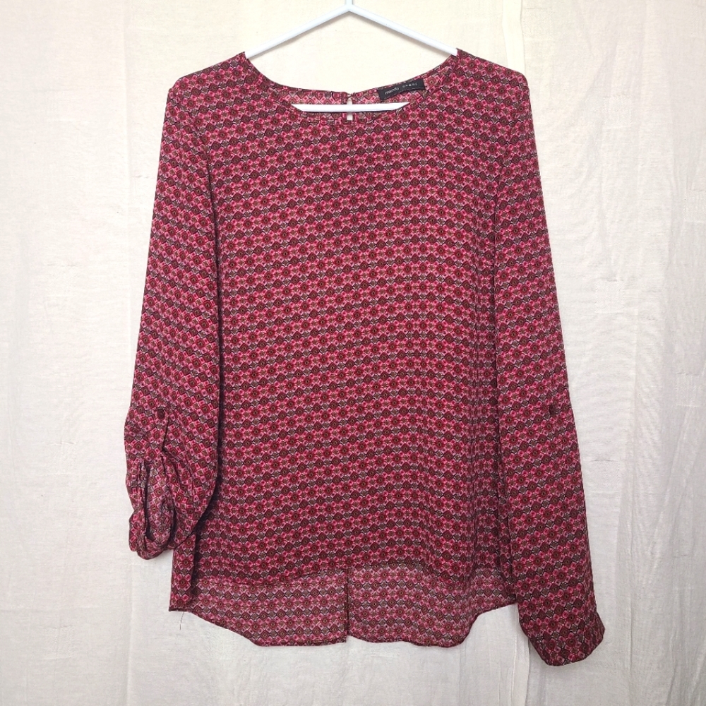 Mandy Evans Women's Casual Lightweight Allover Round Neck Allover Print Blouse